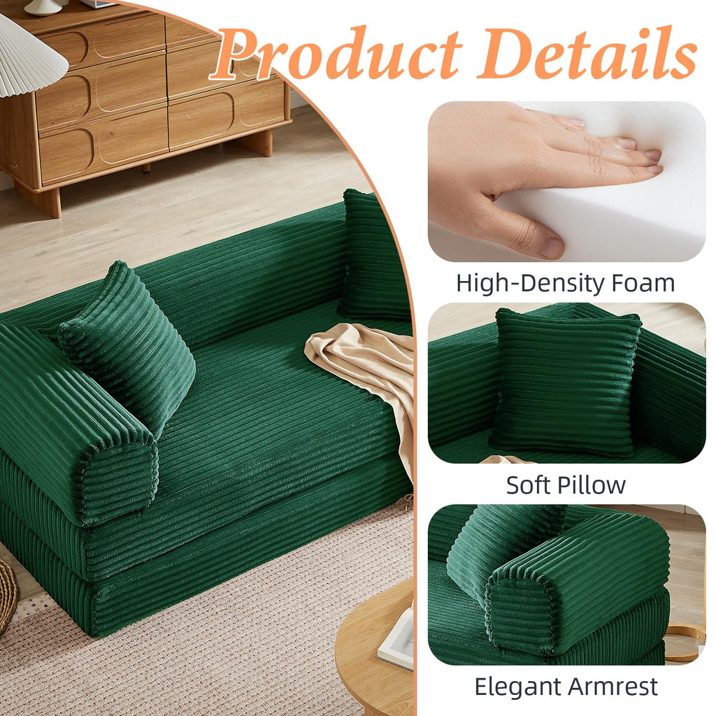 Green Corduroy Convertible Futon Sofa Bed Z559039
