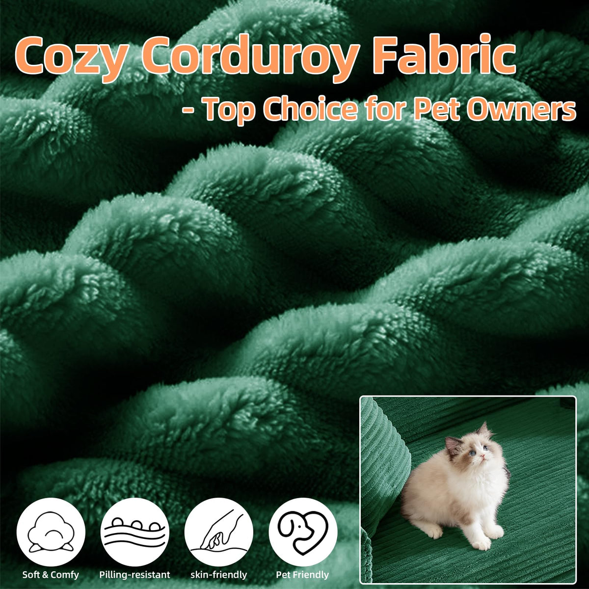 Green Corduroy Convertible Futon Sofa Bed Z559039