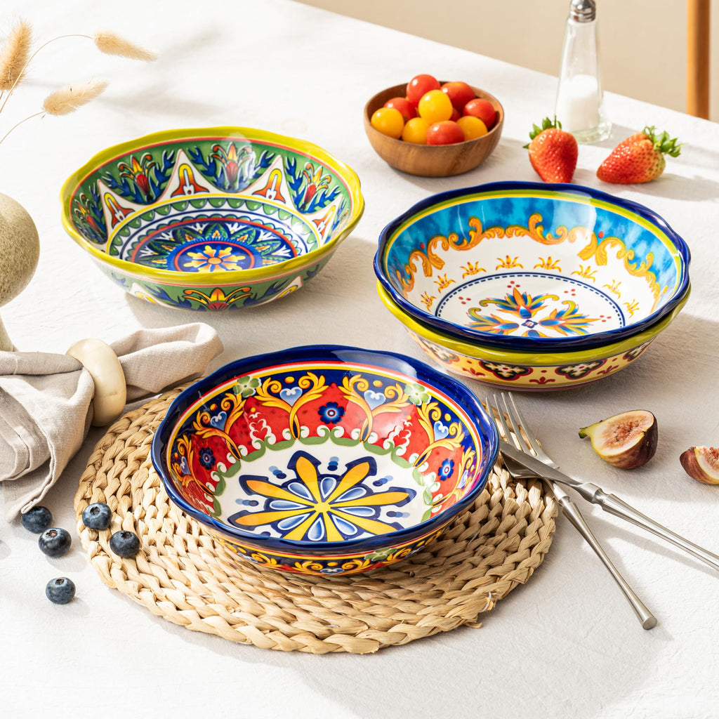 Ceramic Pasta Bowls Set, 27 oz Set of 4 B15031