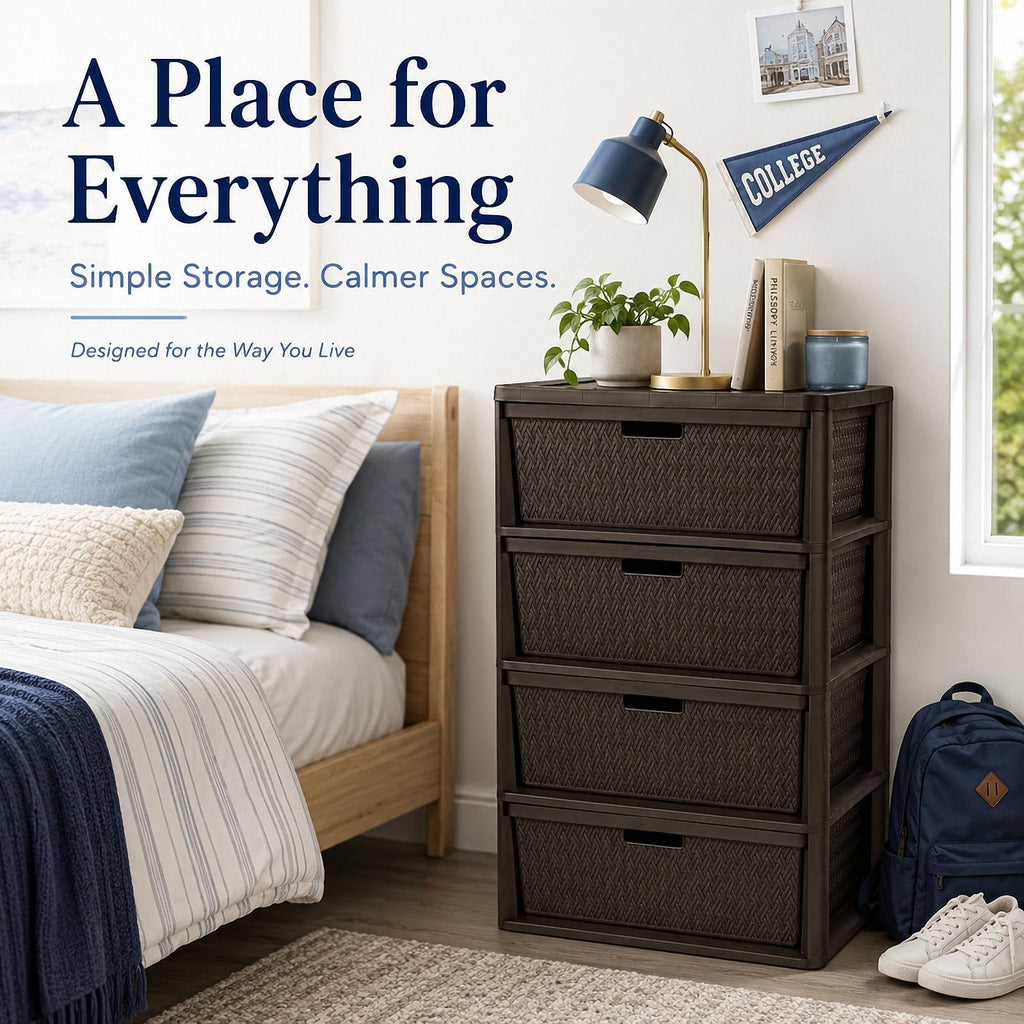 Wide 4-Drawer Storage Organizer Tower with Removable Bins Y634