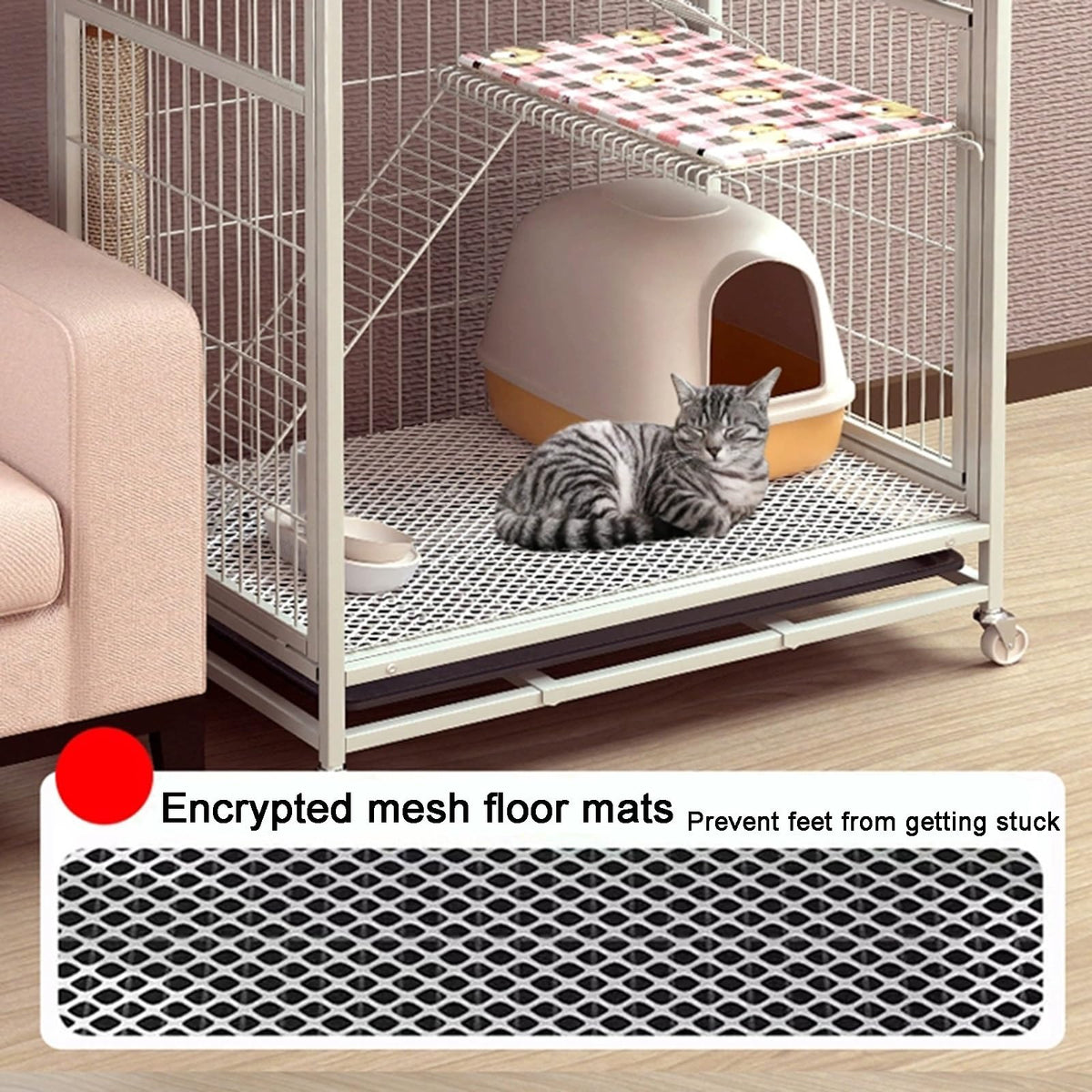 4-Tier Detachable Metal Wire Cat Cage with Hammock F707