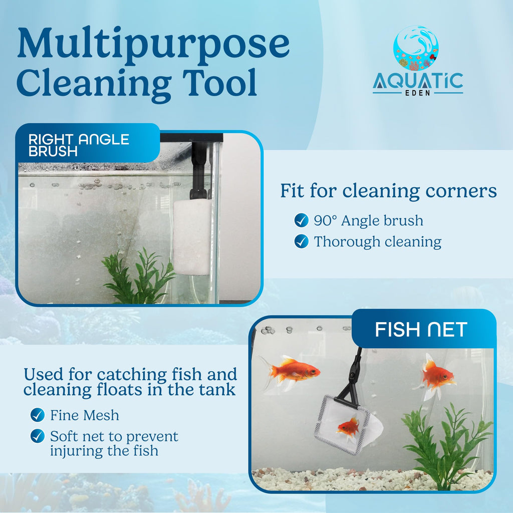 7 in 1 Aquarium Cleaning Kit with Algae Scraper, Fish Net, Gravel Rake & Brush X328296