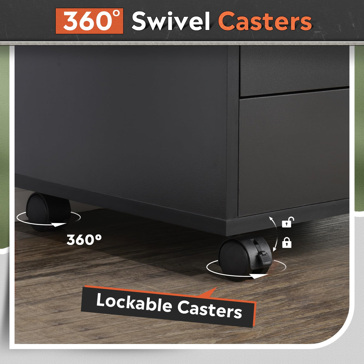 5 Drawer Black Filing Cabinet W5515