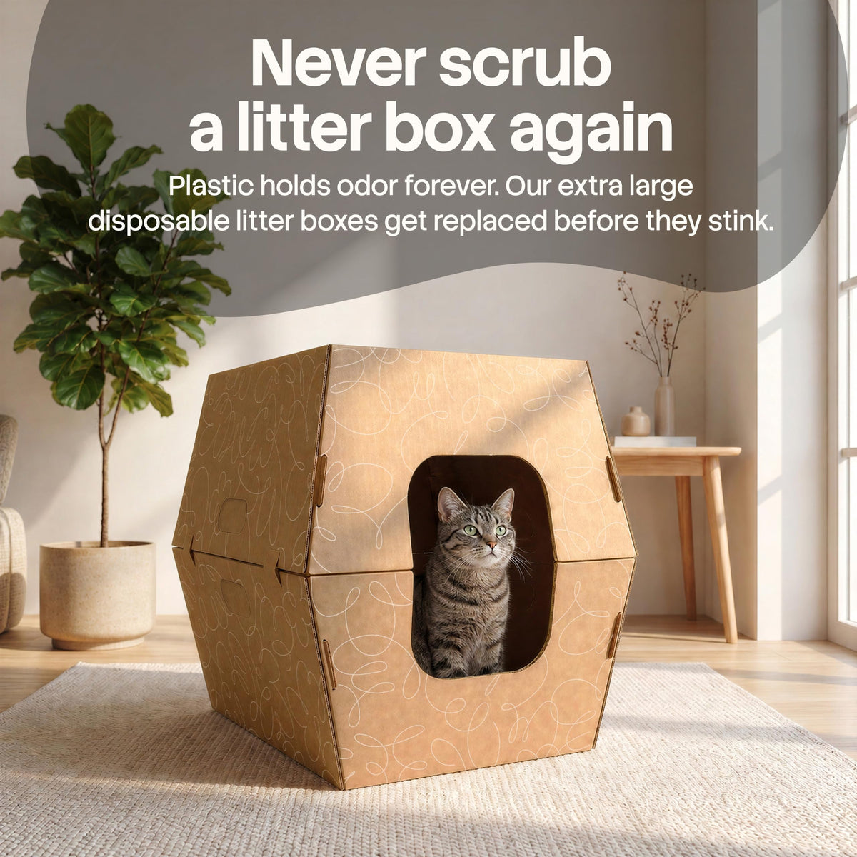 10 Pack Extra Large High Sided Leak Resistant Cardboard Cat Litter Boxes L193455