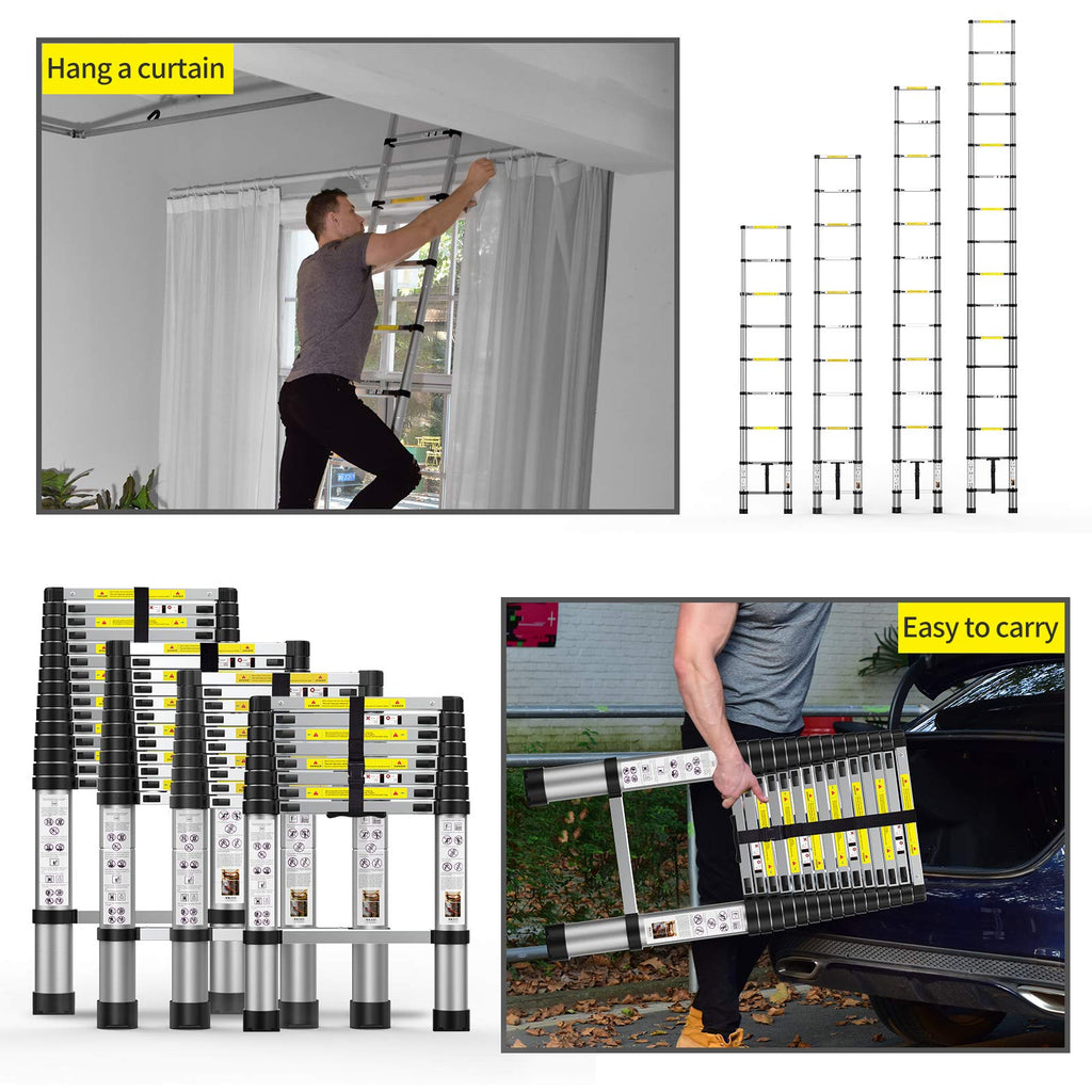 Telescoping Extension Ladder 12.5FT Aluminum with Carry Bag F162