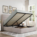 Queen Size Lift Up Storage Bed Frame Light Beige F527336