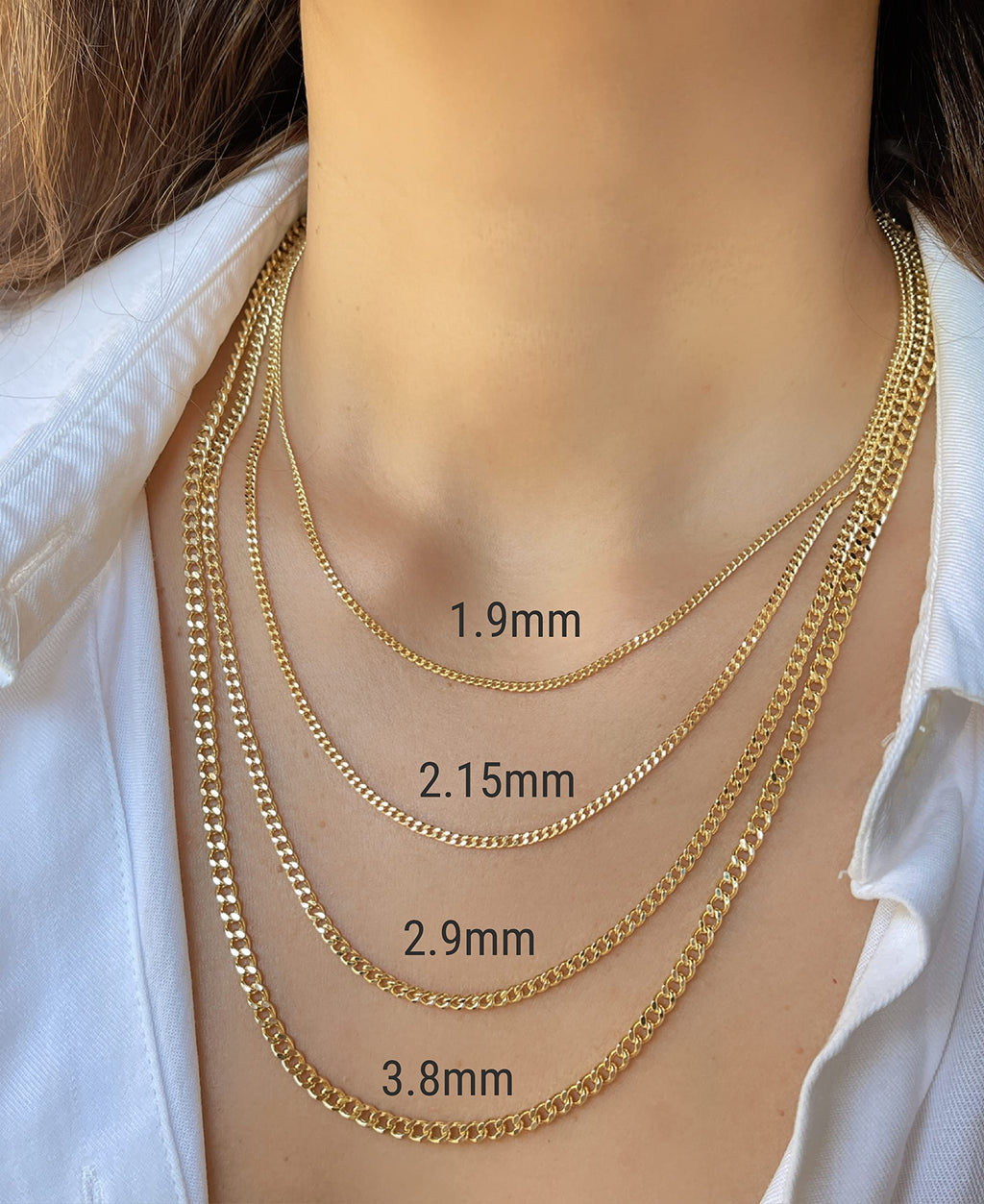 14K Gold Cuban Link Chain Necklace with Lobster Clasp F70304