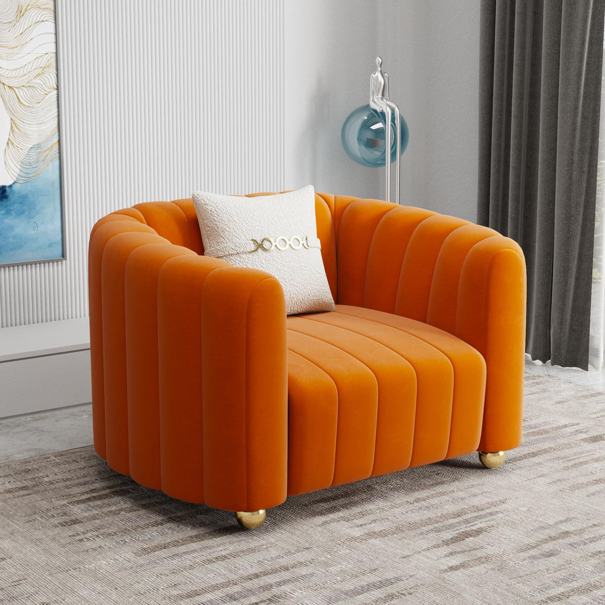 Orange Velvet 2-Piece Sofa K186788
