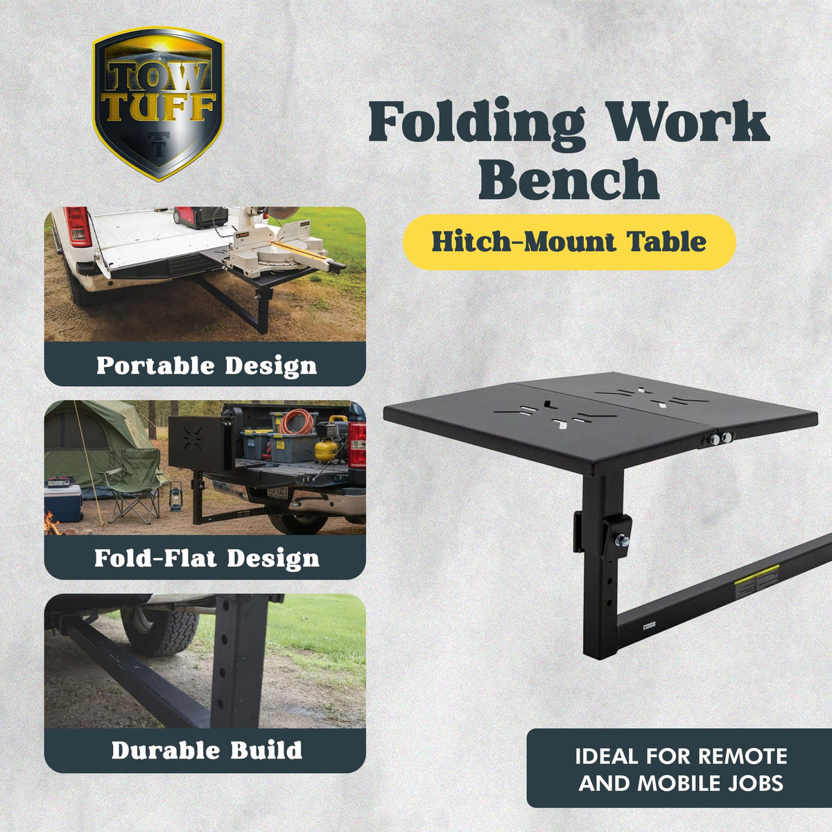 Folding Hitch-Mounted Steel Work Bench E88333