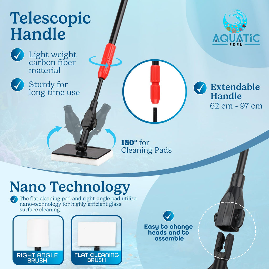 7 in 1 Aquarium Cleaning Kit with Algae Scraper, Fish Net, Gravel Rake & Brush X328296
