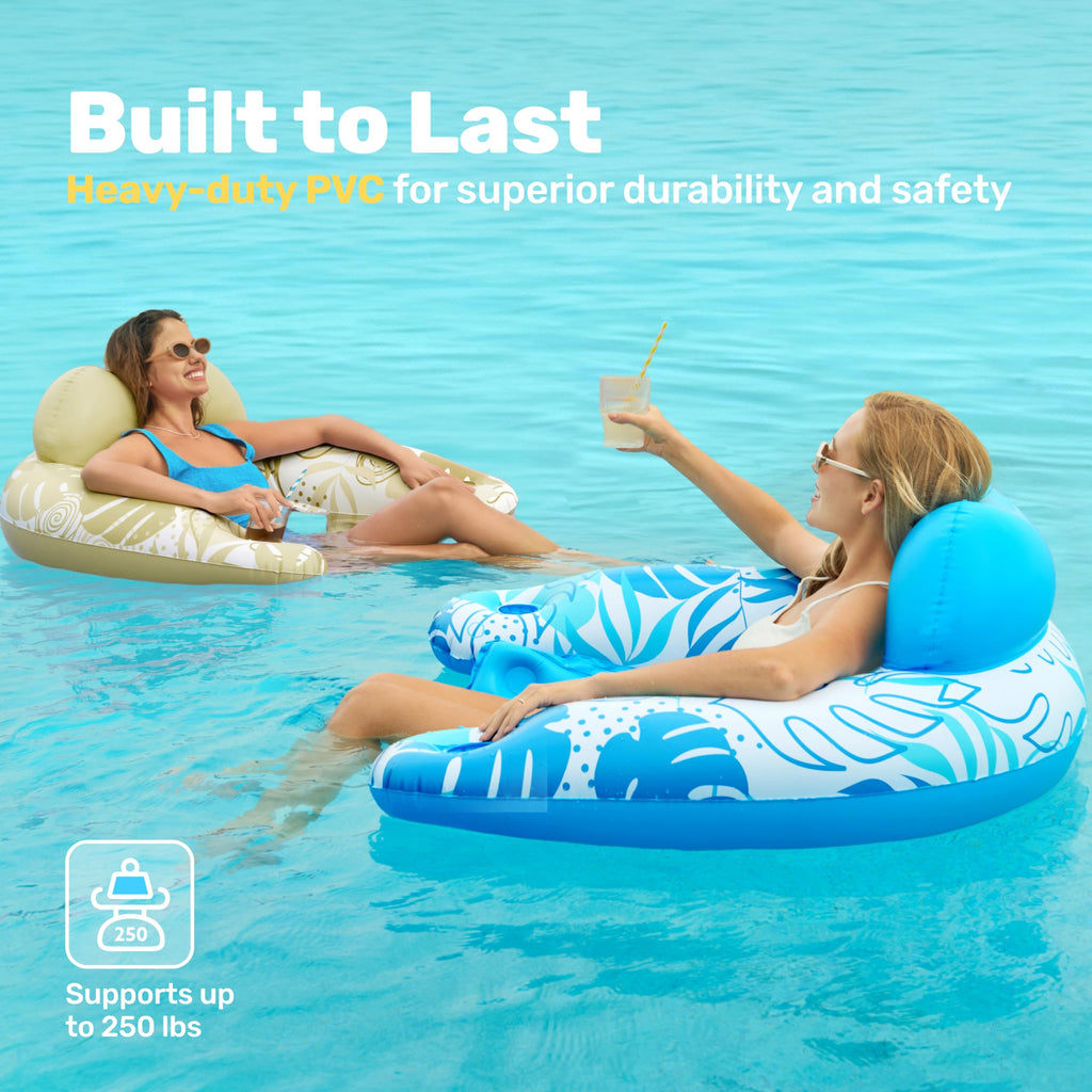 Inflatable Pool Chairs with Cup Holders, 4 Pack L29904