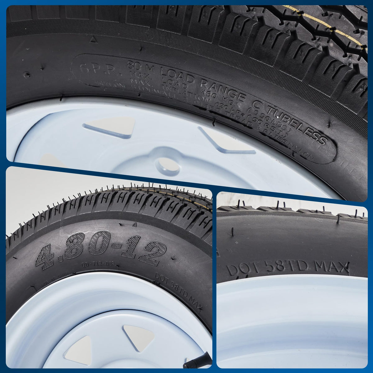 2 Pack 4.80-12 Trailer Tires with 12 inch Rims T5060