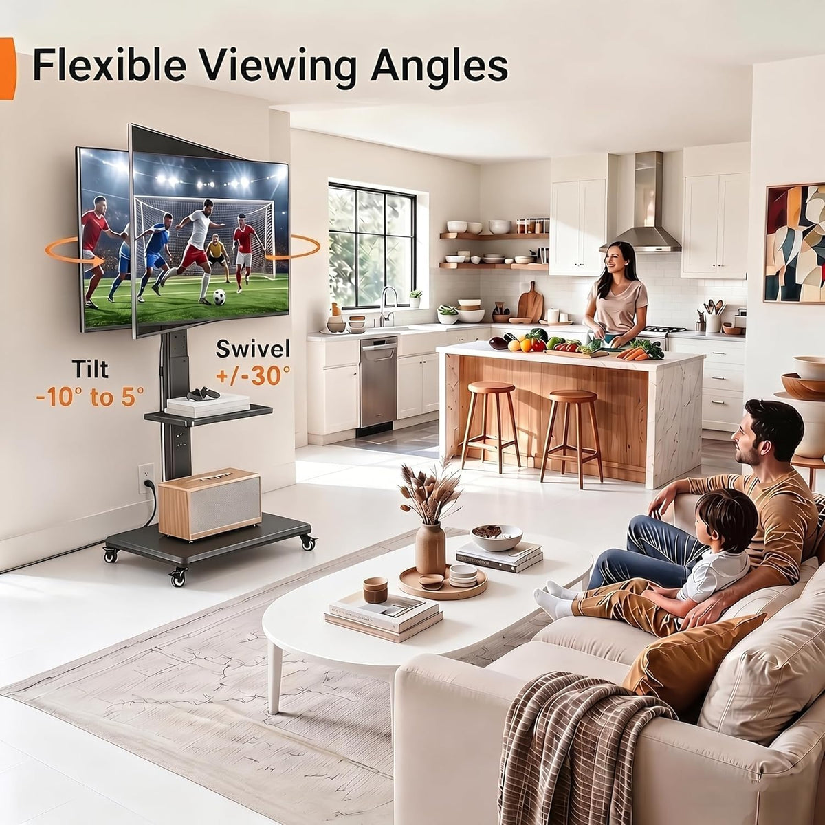 Tilt & Swivel Rolling TV Stand with Power Outlet J192