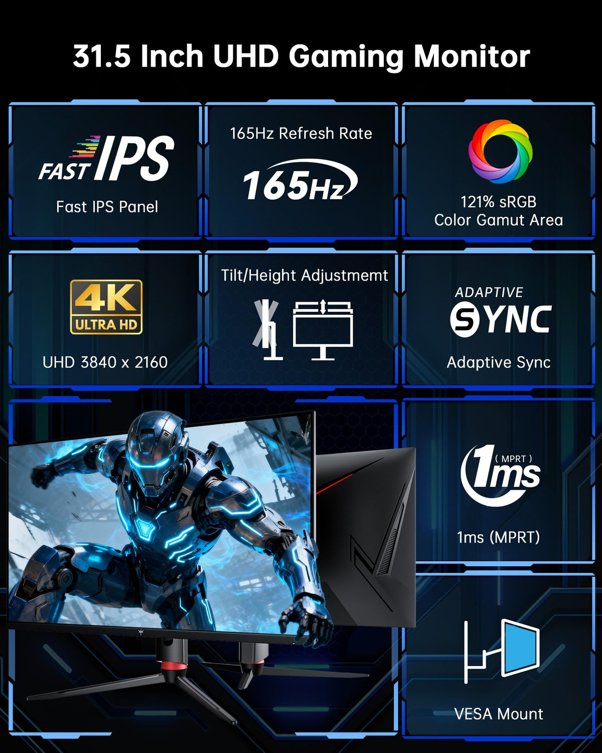 32 Inch 4K 165Hz UHD Fast IPS Gaming Monitor B141388