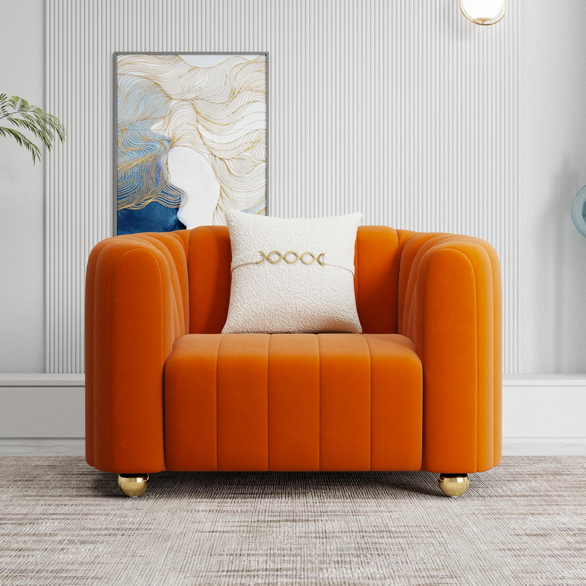 Orange Velvet 2-Piece Sofa K186788