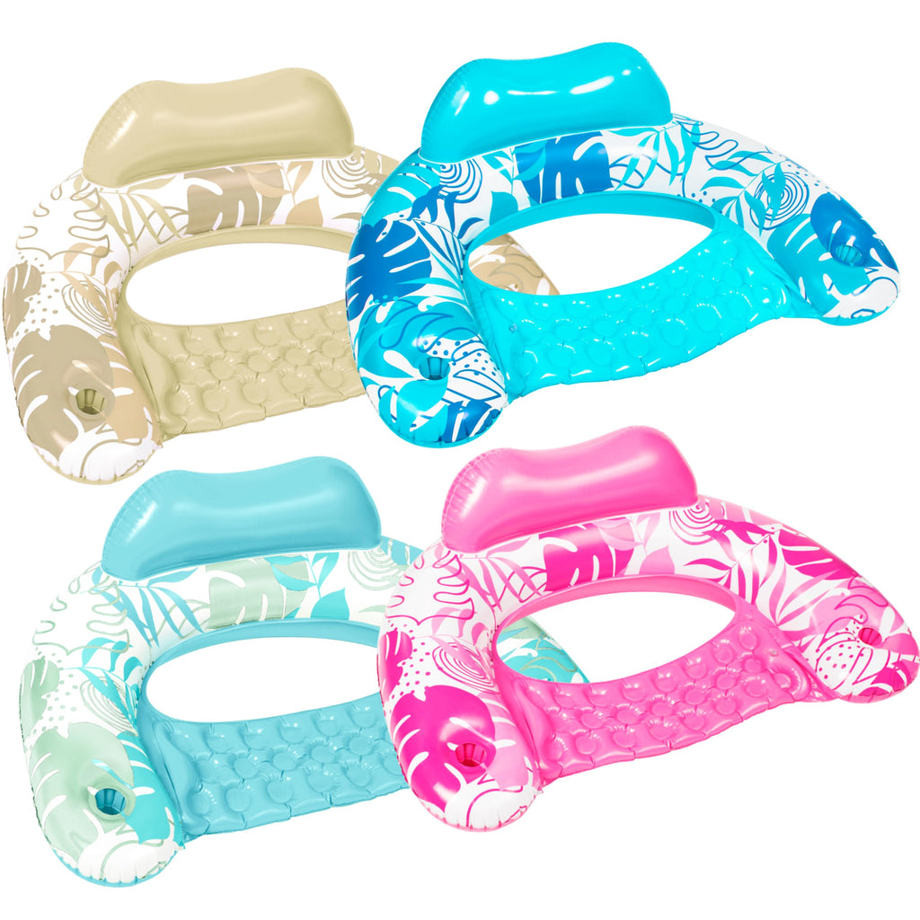Inflatable Pool Chairs with Cup Holders, 4 Pack L29904