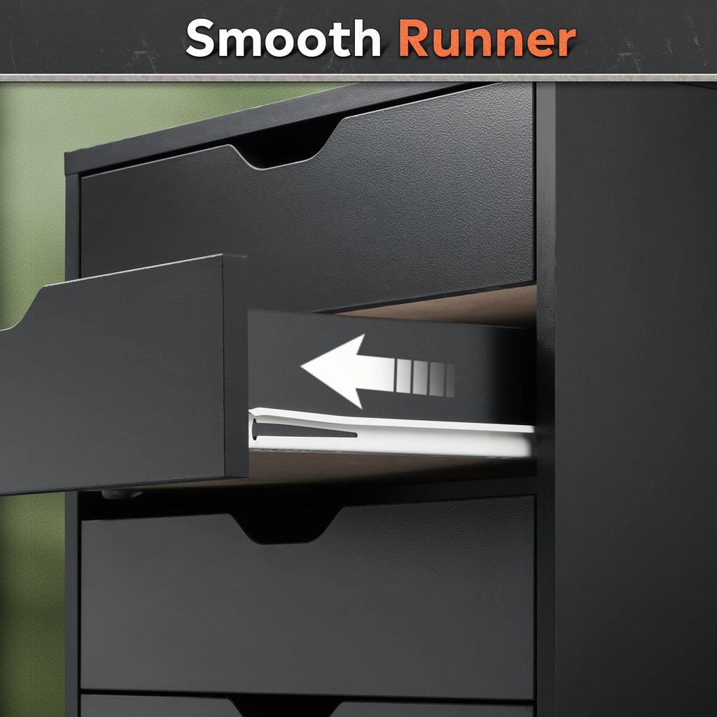 5 Drawer Black Filing Cabinet W5515