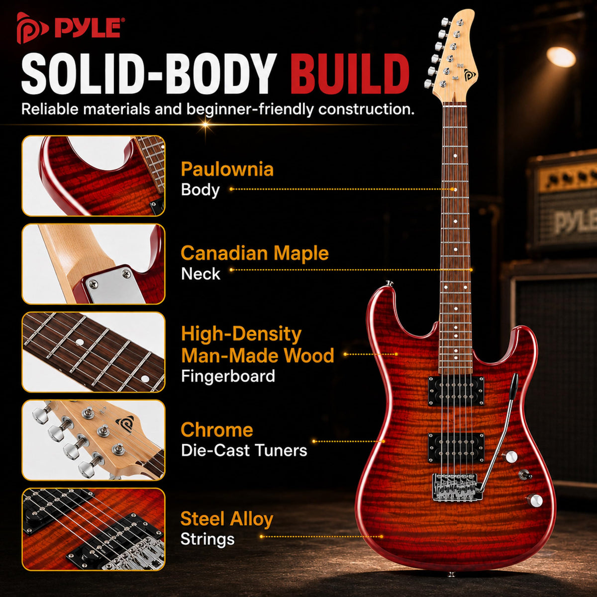 Red Full Size Electric Guitar Kit with Amp G80410
