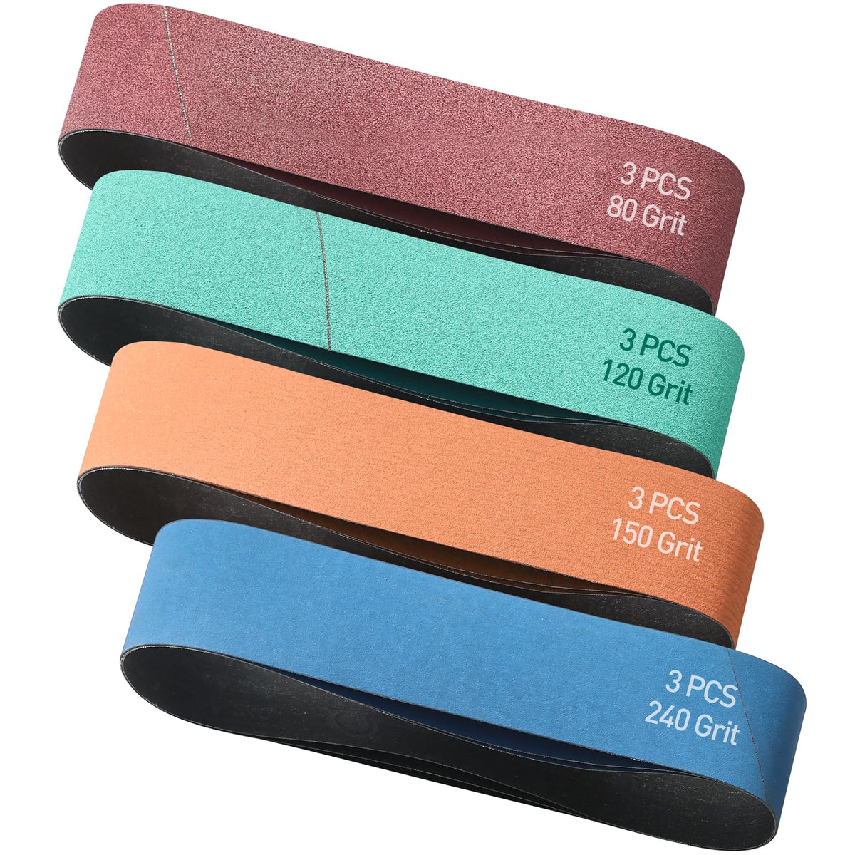 4" x 36" Assorted Grits 12 Pcs Aluminum Oxide Sanding Belts K479167