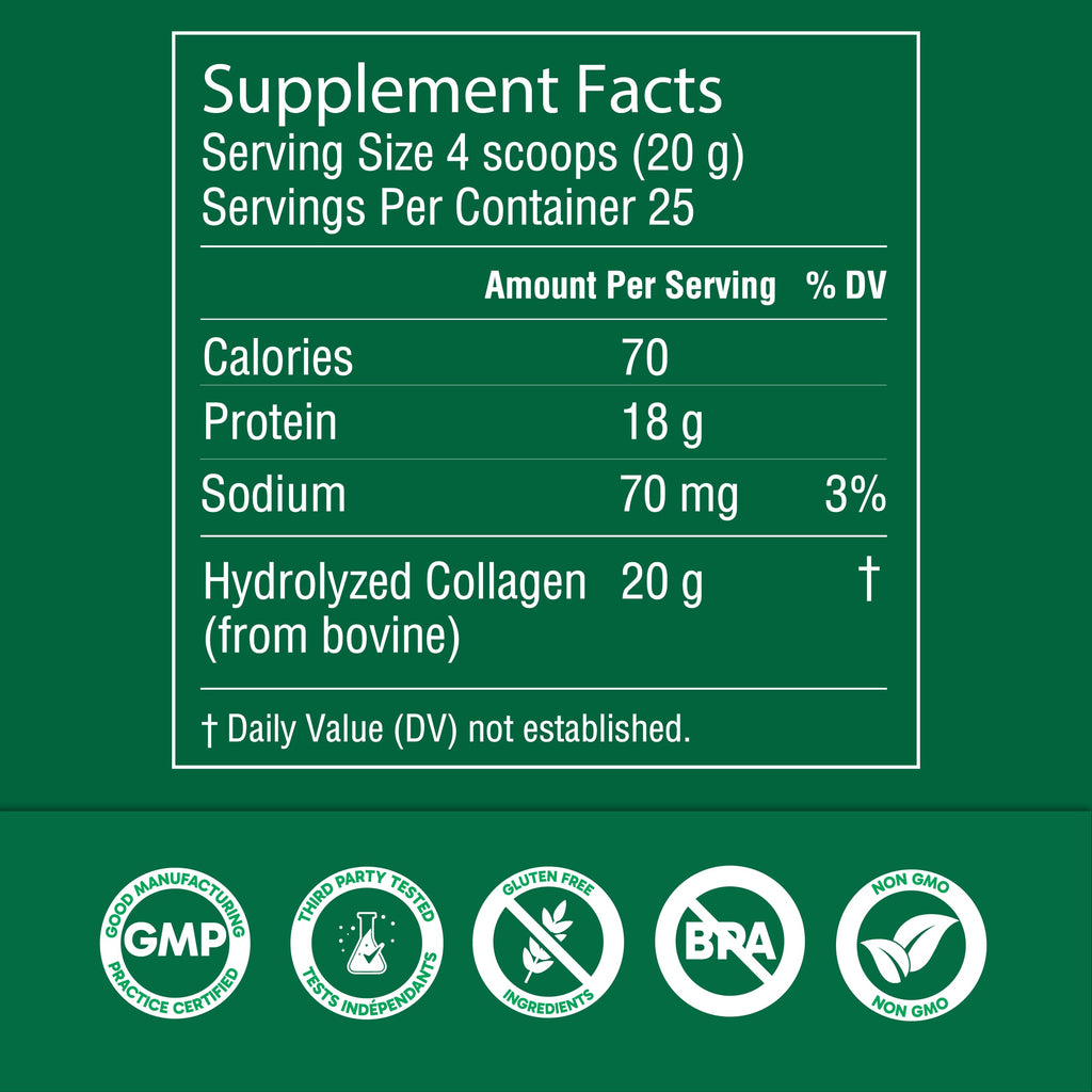 Hydrolyzed Collagen Peptides Powder 1.1 Pounds O6181