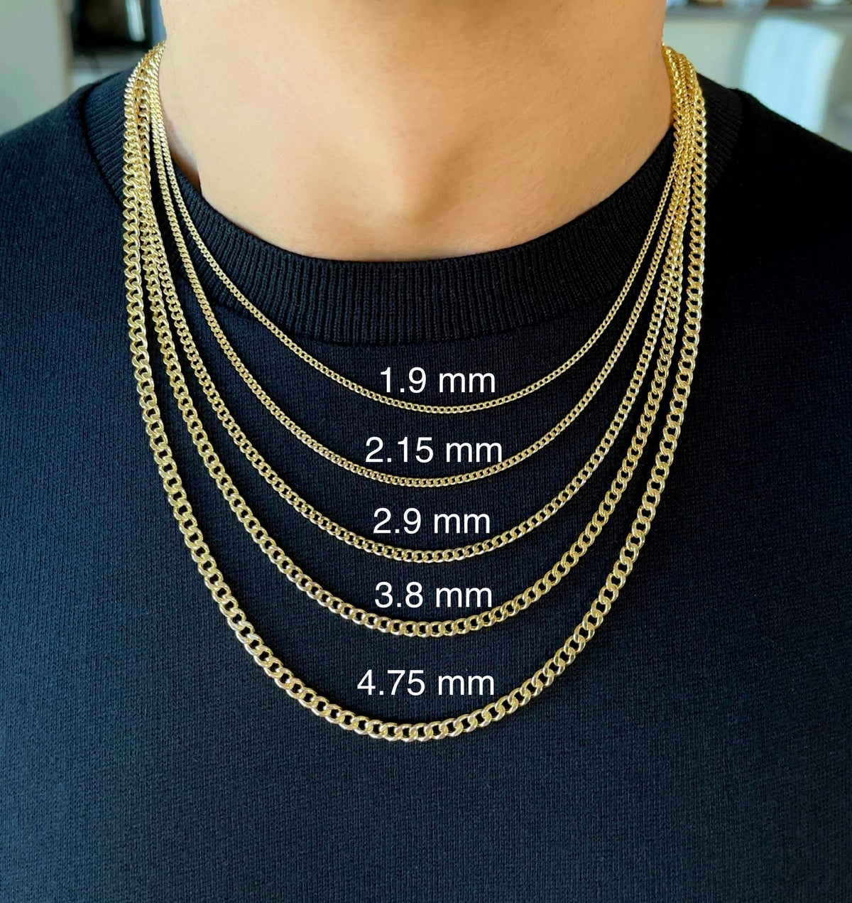 14K Gold Cuban Link Chain Necklace with Lobster Clasp F70304