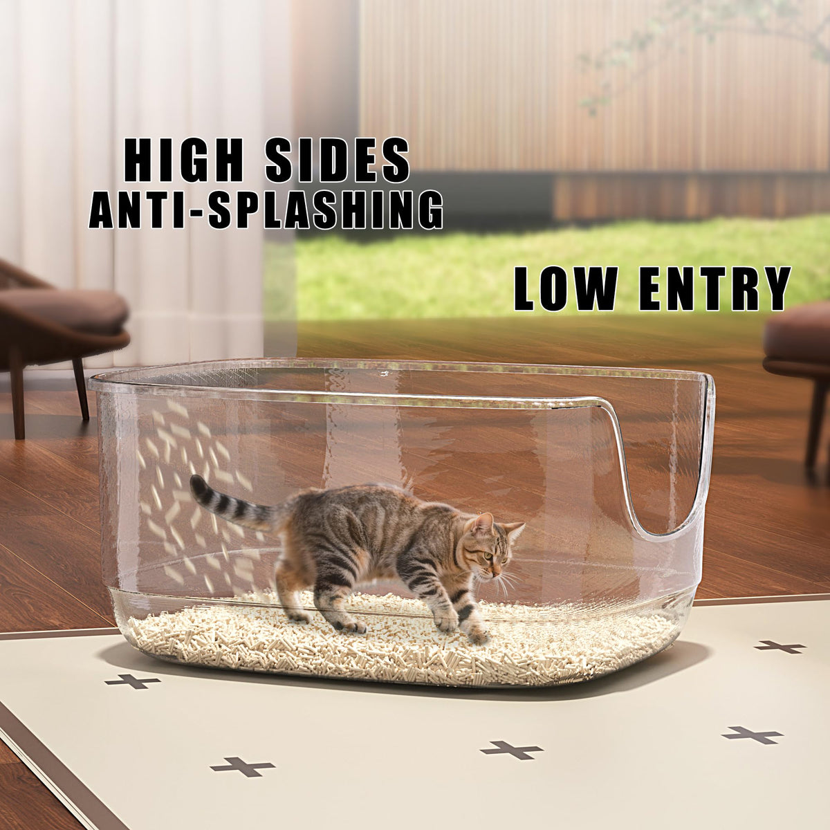 Large High Sided Anti-Splashing Cat Litter Box B547928