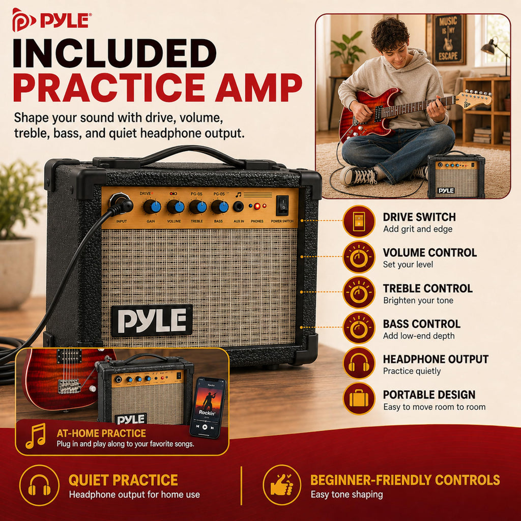 Red Full Size Electric Guitar Kit with Amp G80410