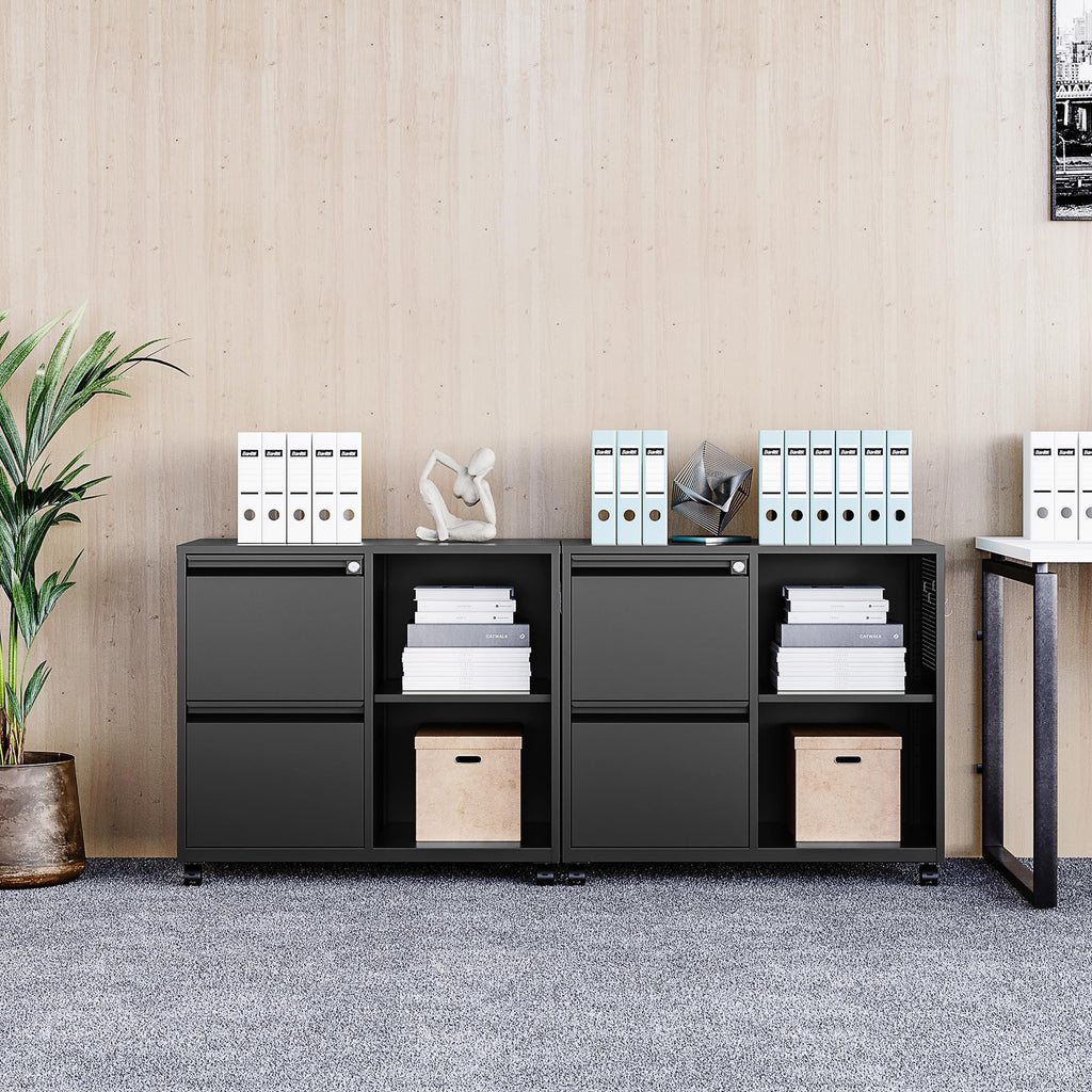 2 Drawer Metal File Cabinet with Lock and Shelf E10948