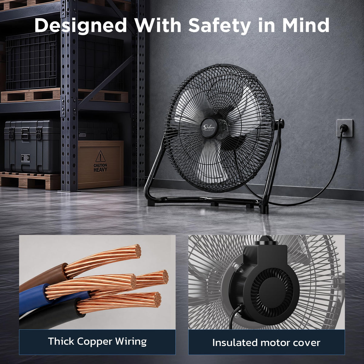 20 Inch 3-Speed Metal Industrial Floor Fans 2-Pack R9017