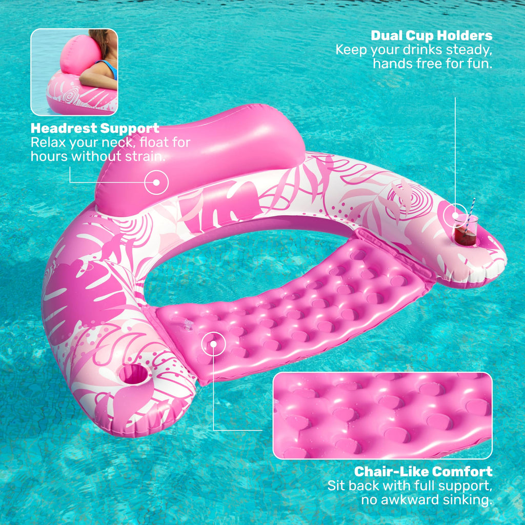 Inflatable Pool Chairs with Cup Holders, 4 Pack L29904