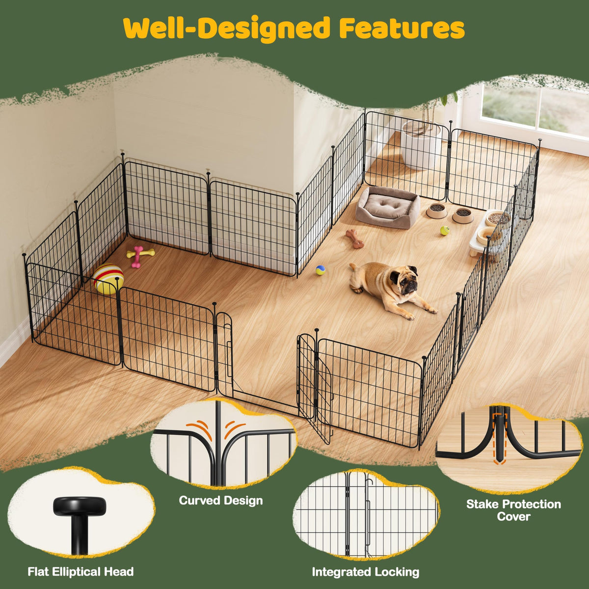 24in 8-Panel Expandable Dog Playpen I6357