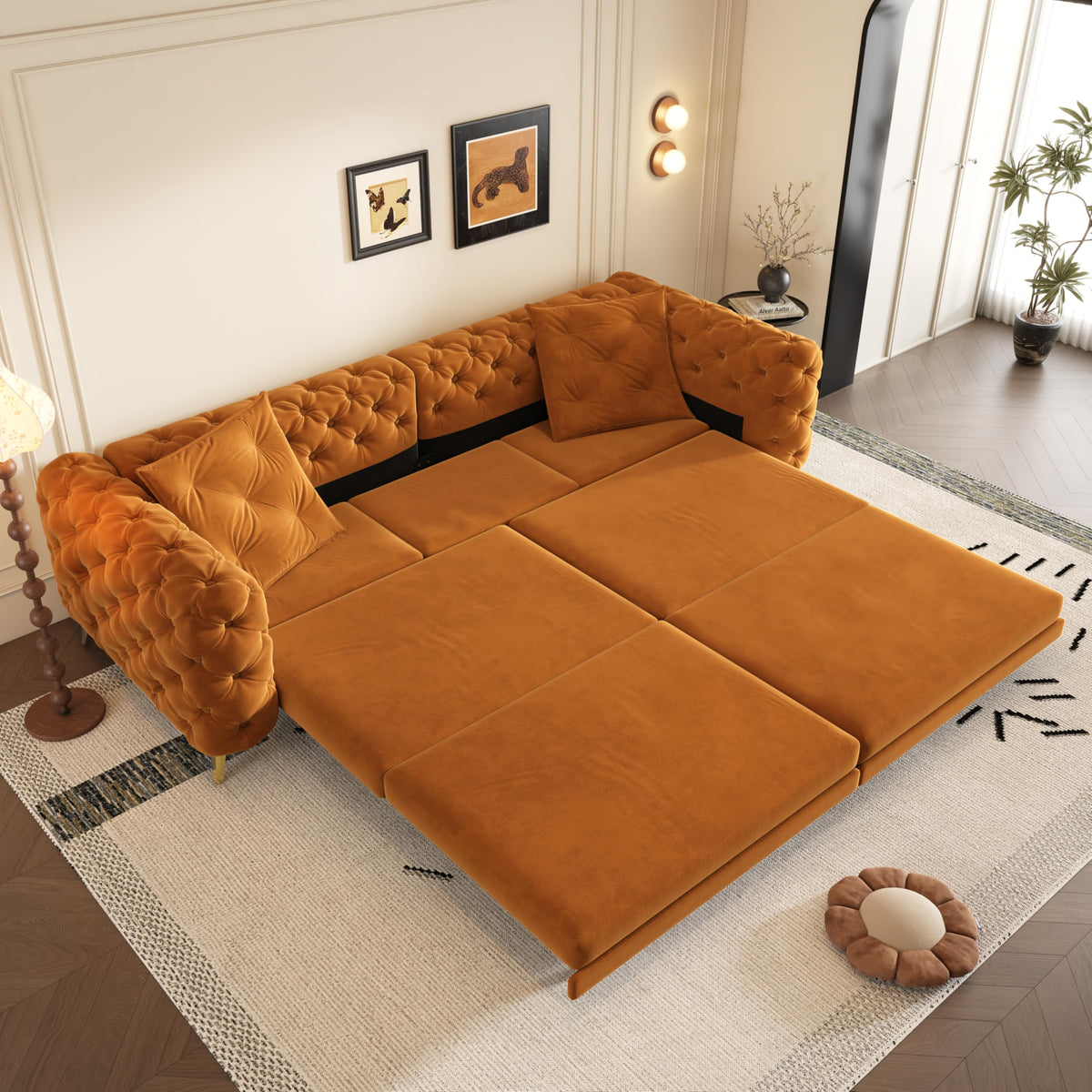 King 3 in 1 Convertible Sleeper Sofa with Ottoman B693747