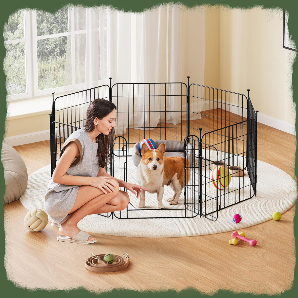 24in 8-Panel Expandable Dog Playpen I6357