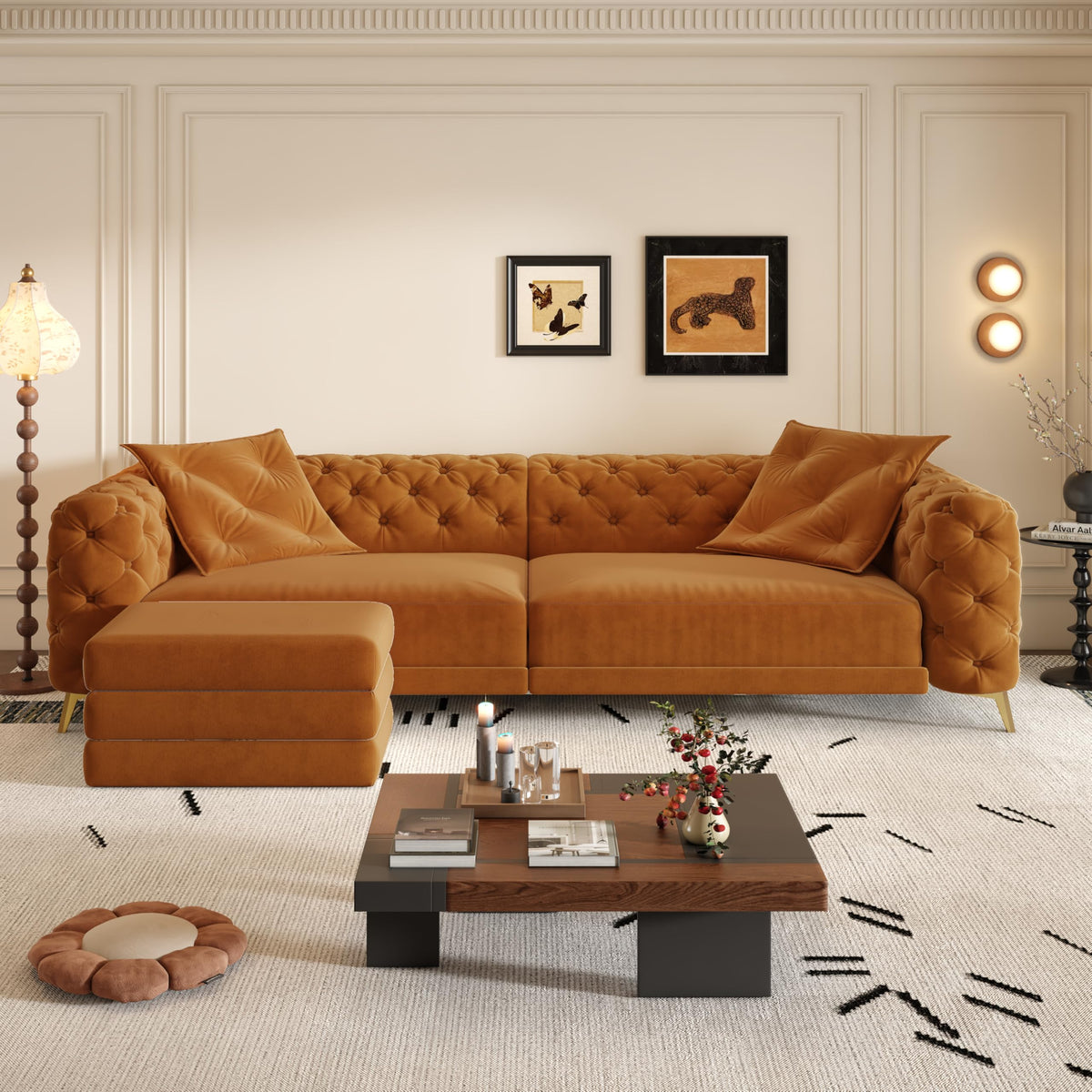 King 3 in 1 Convertible Sleeper Sofa with Ottoman B693747