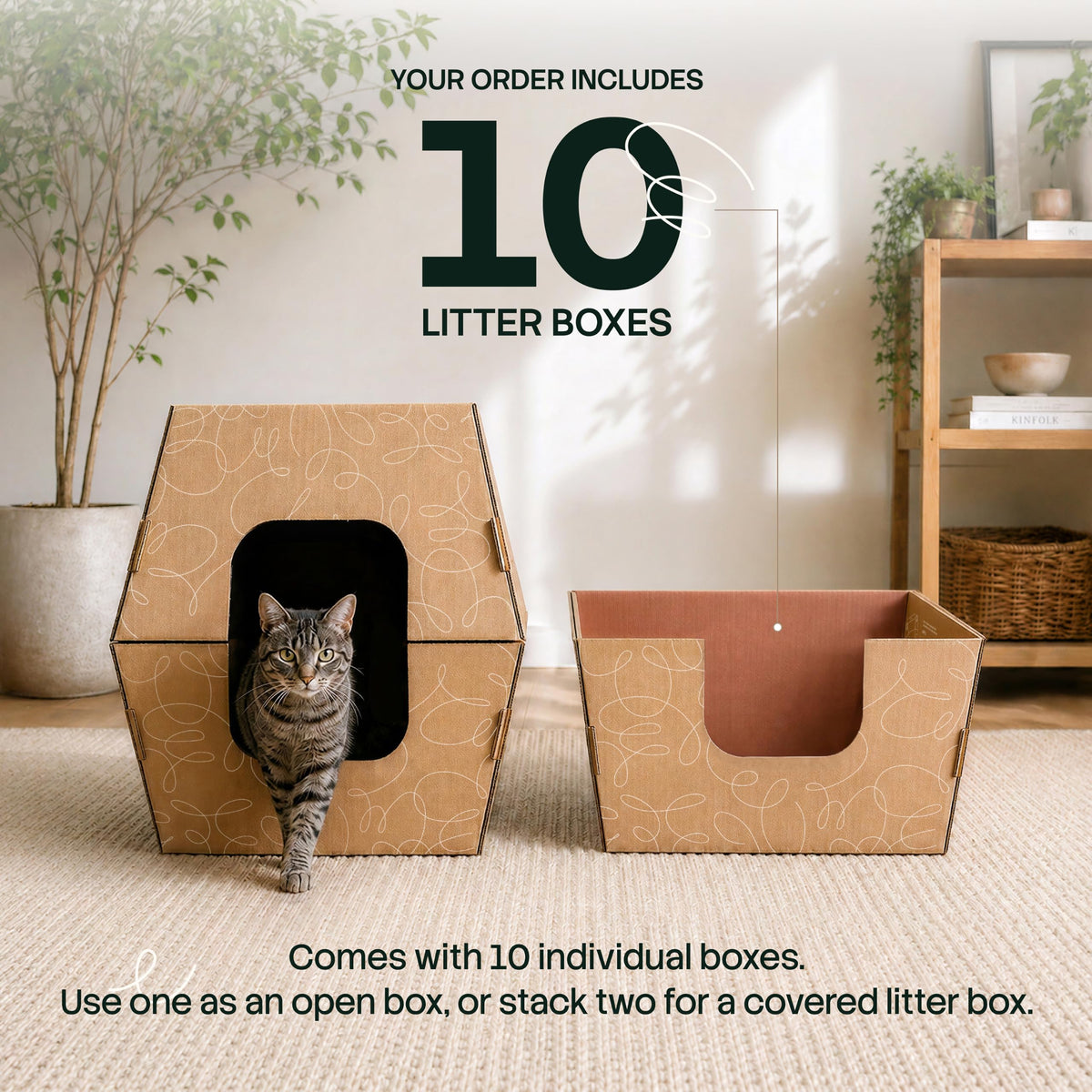 10 Pack Extra Large High Sided Leak Resistant Cardboard Cat Litter Boxes L193455