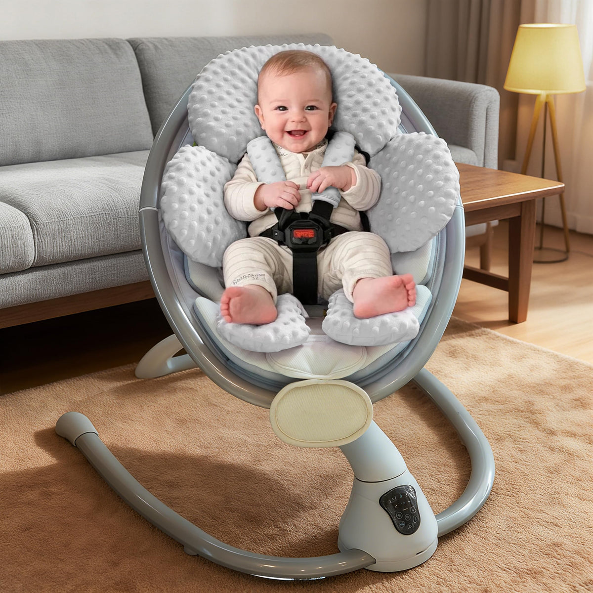 Infant Car Seat Head Neck Body Support, Ultra-Soft Minky Microfiber, 2-in-1 Reversible, Gray C2993