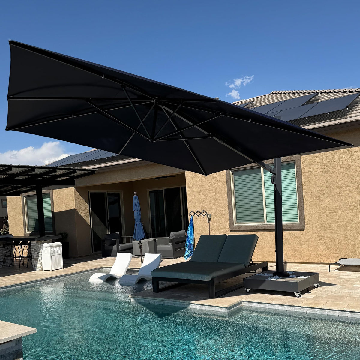 13' X 13' Navy Blue Cantilever Patio Umbrella W42514