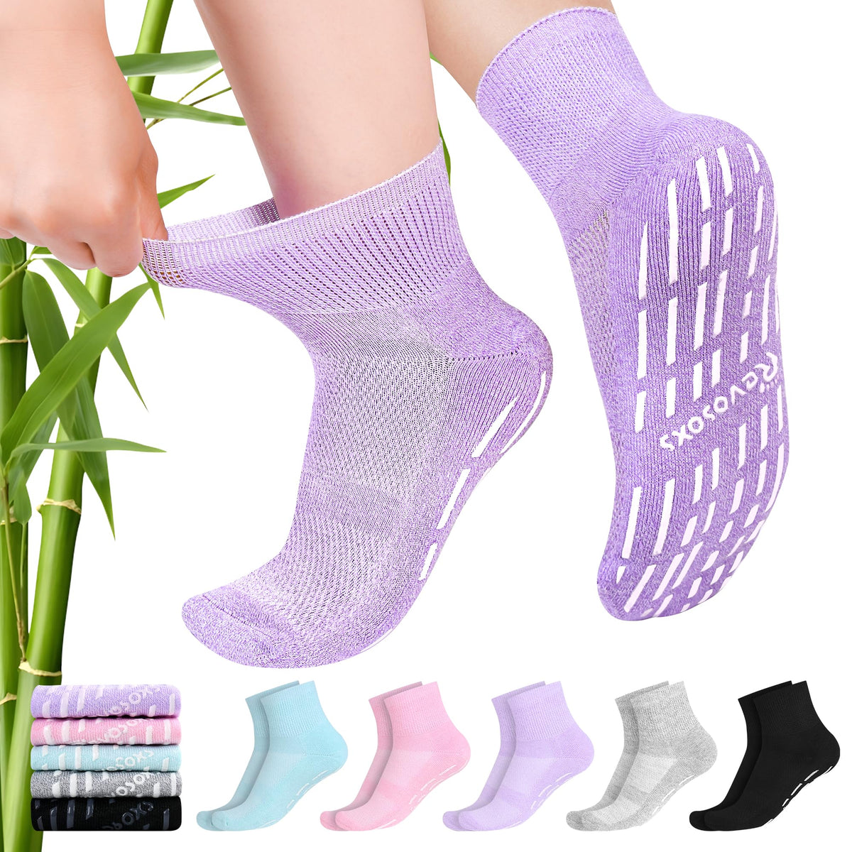 Non Slip Seamless Diabetic Ankle Socks 5 Pairs F8058